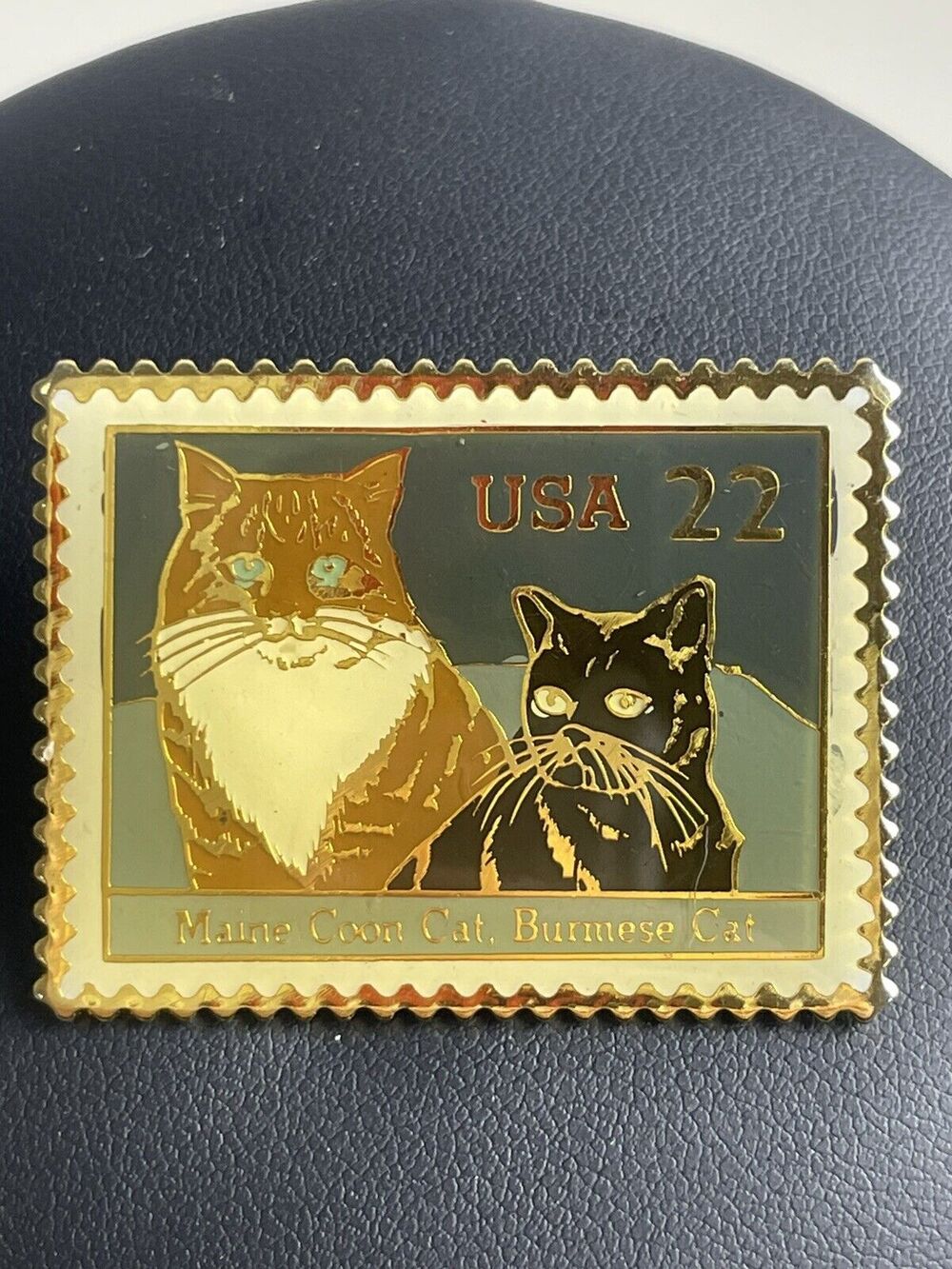 Maine Coon Cat and Burmese Cat Lapel Pin USPS Stamp 22